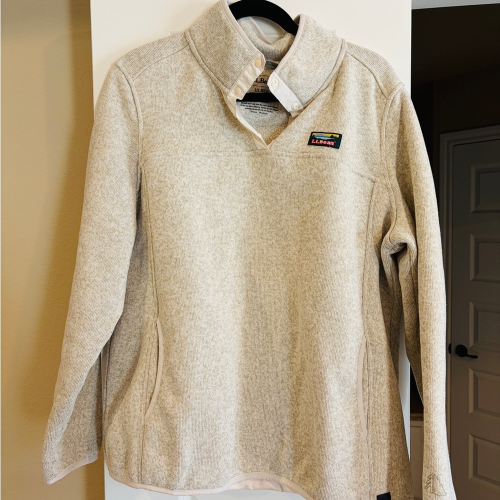 L.L. Bean Light Tan Fleece Pullover